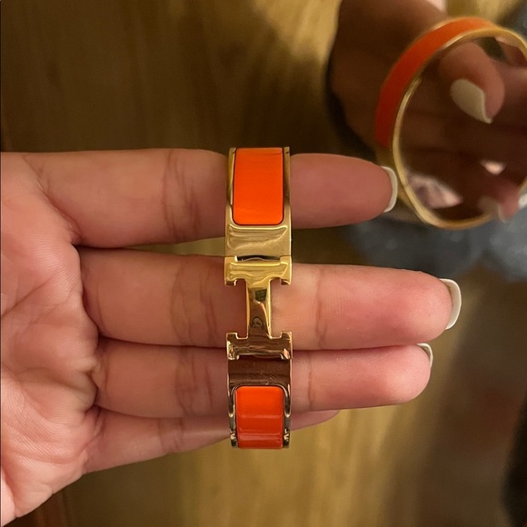 Orange and Gold Bracelet , earring and Necklace Set letter “H” NEW - Picture 2 of 4